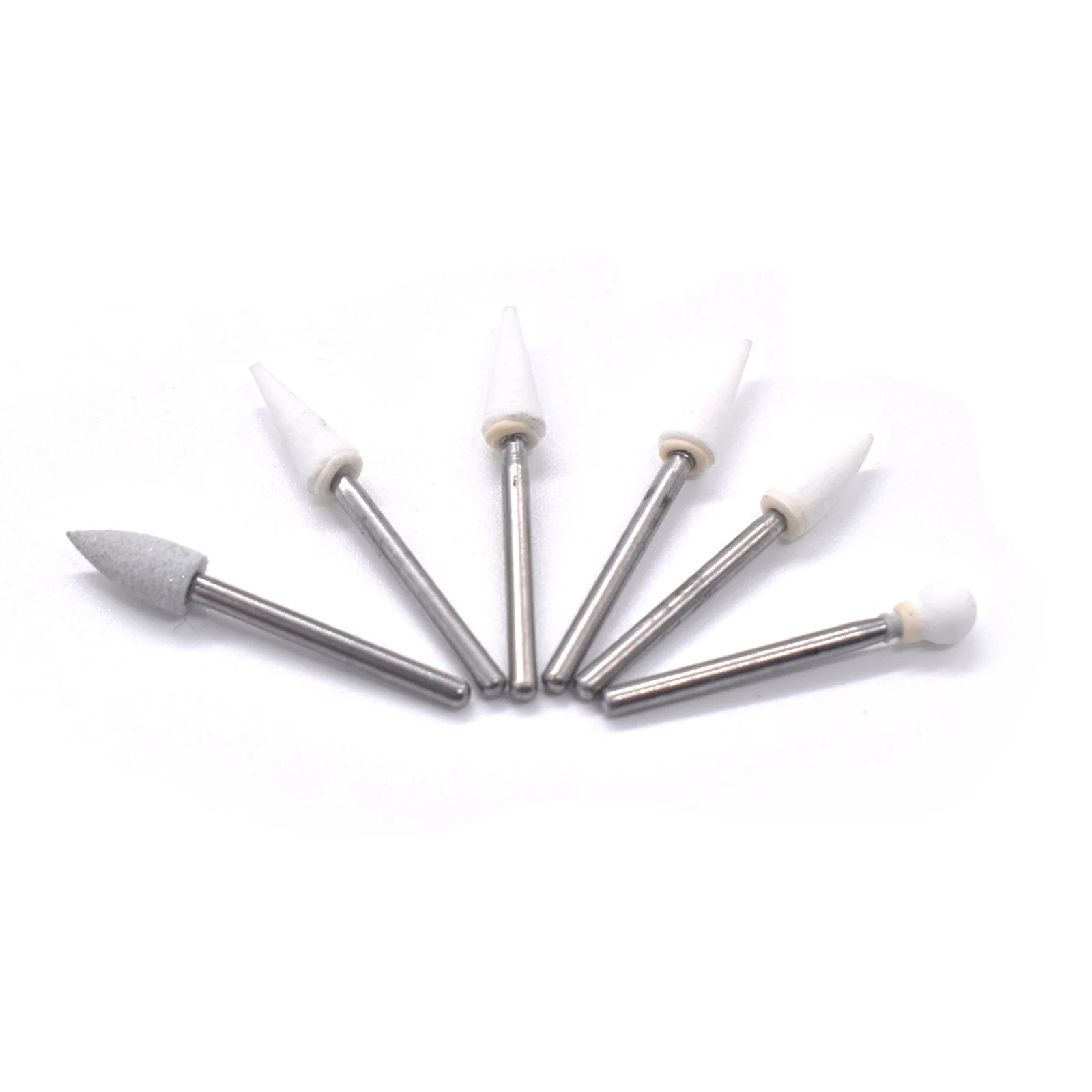 6Pcs/Pack Dental Polishing Stone Porcelain Resin Polishing Burs for High Speed Handpiece White Stone Dental Tools