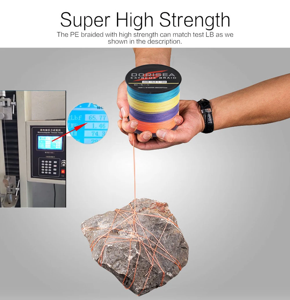 DORISEA 4-fach Geflochtene Extrem Robuste 100M 6LB-100LB PE Multifilament Angelschnur Pesca – Detail 17