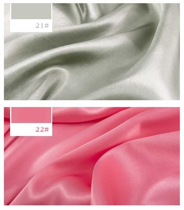 Imitierter Seidensatin-Stoff auf dem Hof, Futterstoffmaterial zum Nähen von Kleidern, Vorhängen, einfarbig, Schwarz, Weiß, Blau, Gold, Grün – Detail 16