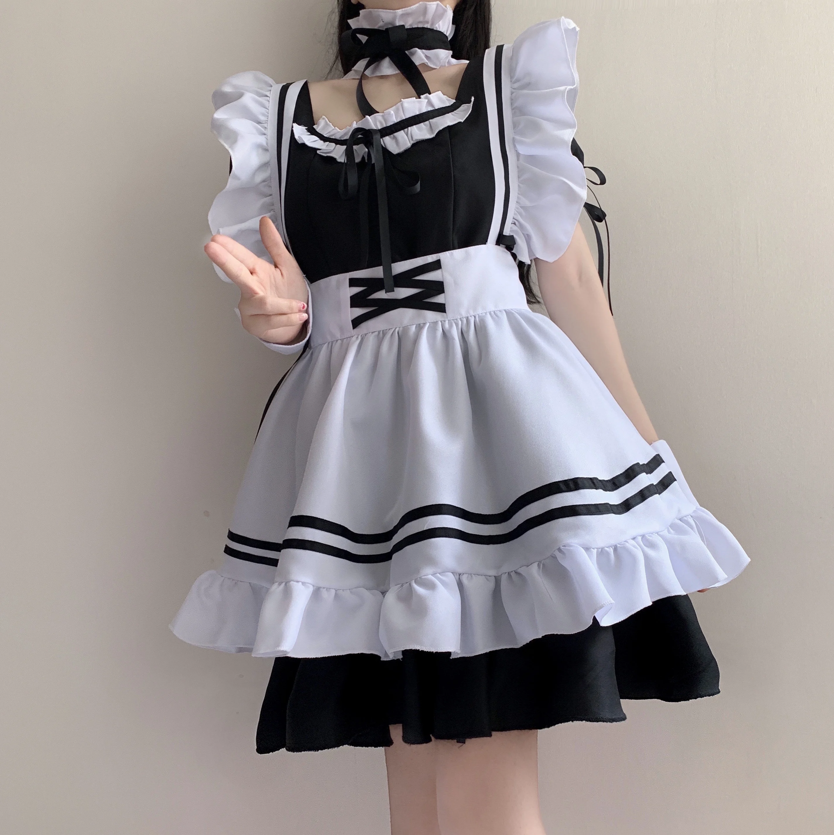 Japanischen Stil Weichen Mädchen Stil 2021 sommer Neue Lolita Maid Kostüm Süße Nette Kleid für Frauen lolita maid kleid