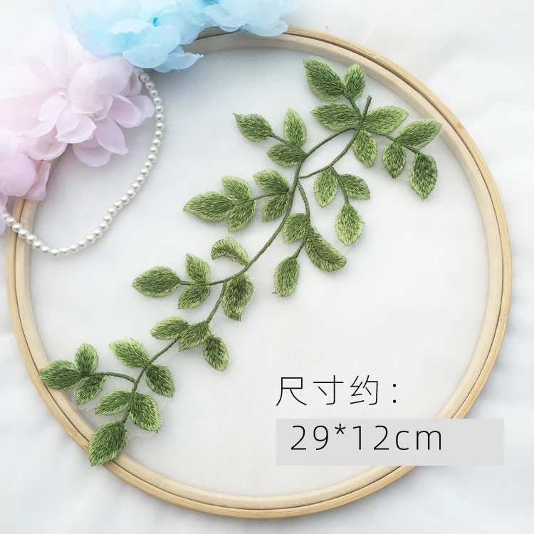 4 Teile/los Farbe Paar Blume Grün Blatt Patch Hochzeit Kleid Organza Spitze Trim DIY Schal Schleier Bühne Kleidung Applique Schmücken – Detail 10