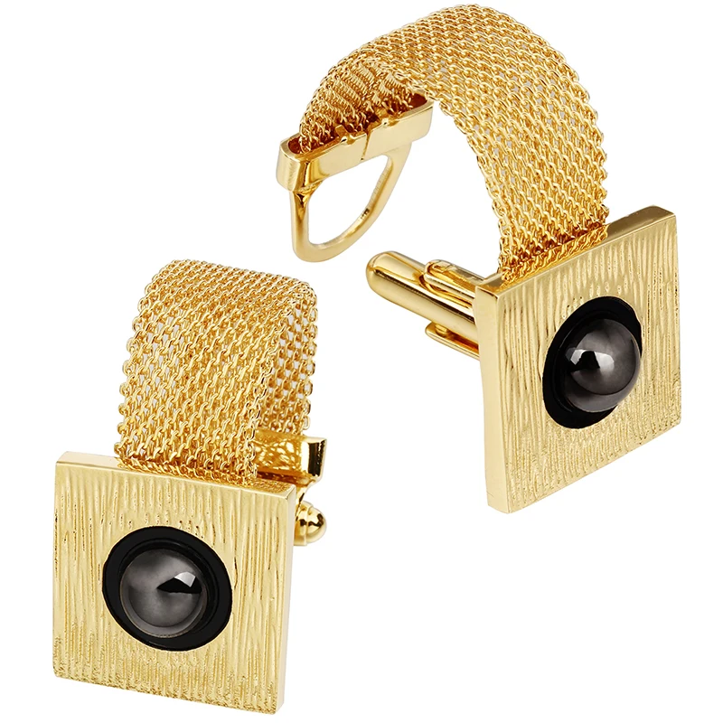 Hawson Men's Natural Stone Cufflinks with Chain Fashionable French Cufflinks for Shirt Stylish Jewelry Accessory