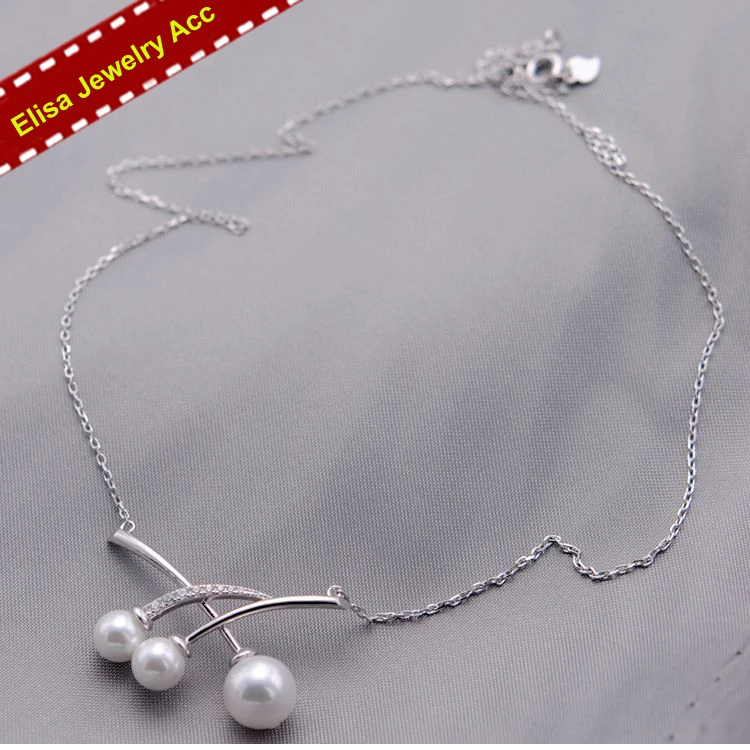 Accesorios de cadena colgante elegante para mujer, accesorio de collar con colgante de plata de ley S925 de 3 perlas, Gargantilla artesanal, 3 unids/lote