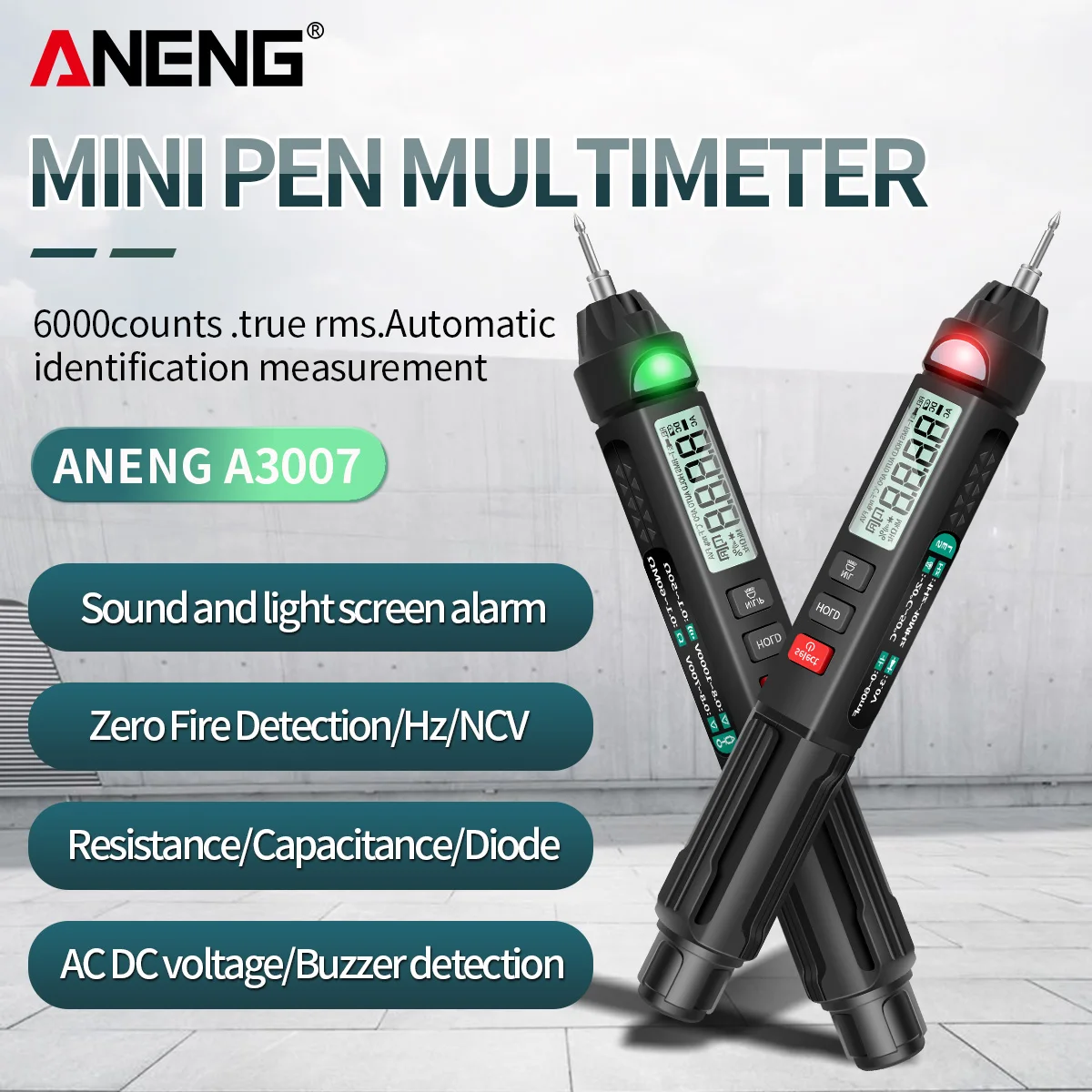 ANENG A3007 Portable Pen Tester Digital Multimeter Automatic Smart Sensor Pen Tester 6000 Counting Non-Contact Voltmeter