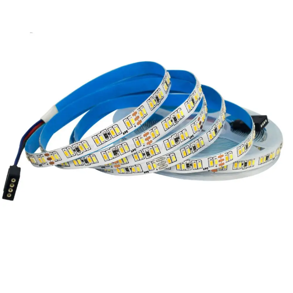 5m 2835 5050 5025 3014 taśma LED CCT 60 led/m 120 led/m 180 led/m podwójny biały ciepły biały i biały 2 w 1 Chip taśma LED 5V 12V 24V DC