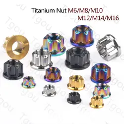 Tgou-Porca de titânio Flange Nuts para motocicleta, bicicleta, carro, M6, M8, M10, M12, M14, M16