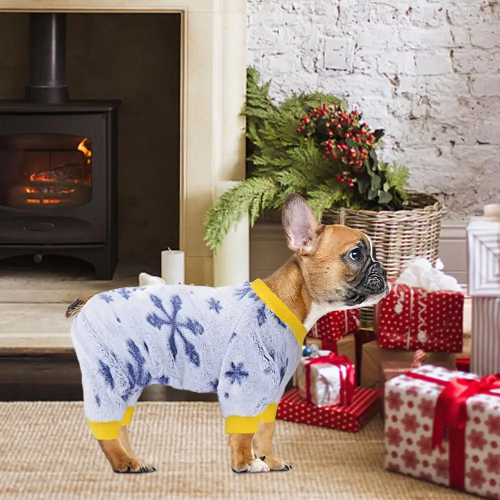 Pijamas de Navidad para perros medianos de 4 Patas, 1 paquete de forro polar para cachorros, ropa cálida para mascotas, mono térmico