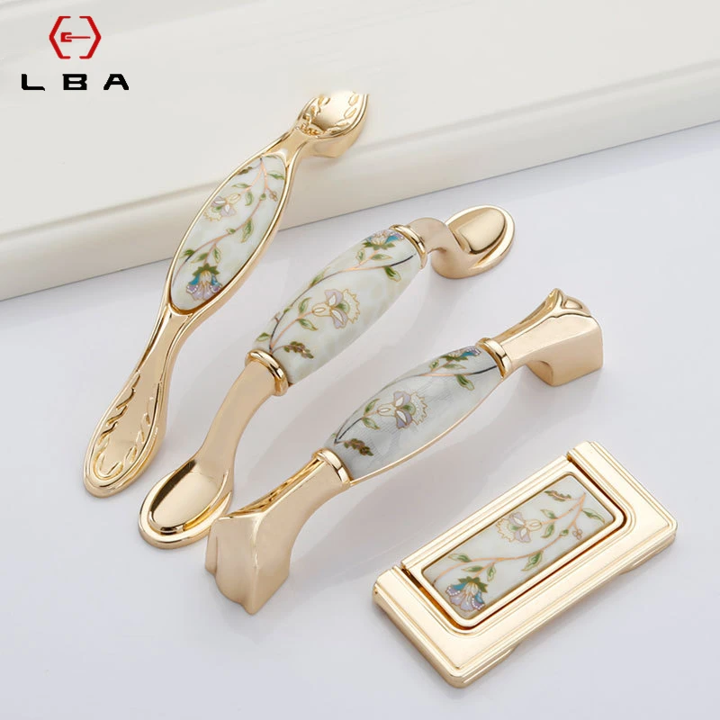 LBA Zinc Alloy High End Eden Pastoral Rose Gold Furniture Cabinet Door Handle European Style Cabinet Closet Interior Door Handle