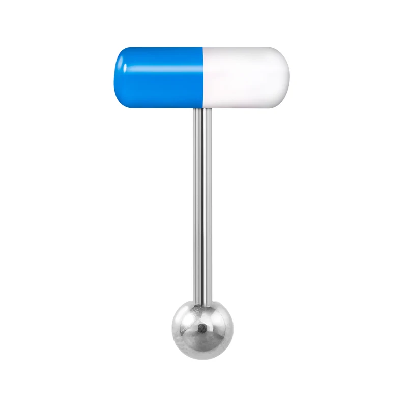 1pc Kapsel Zunge Ring Acryl Pille Zunge Piercing Stud Barbell Chirurgenstahl Bar Bunte Punk Frauen Männer Körper Schmuck 14G