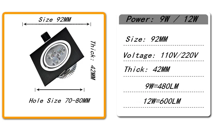 1 sztuk oprawa sufitowa led plac 9W 12W 15W 21W led typu downlight z możliwością przyciemniania wpuszczane led oświetlenie sufitowe lampa kryty