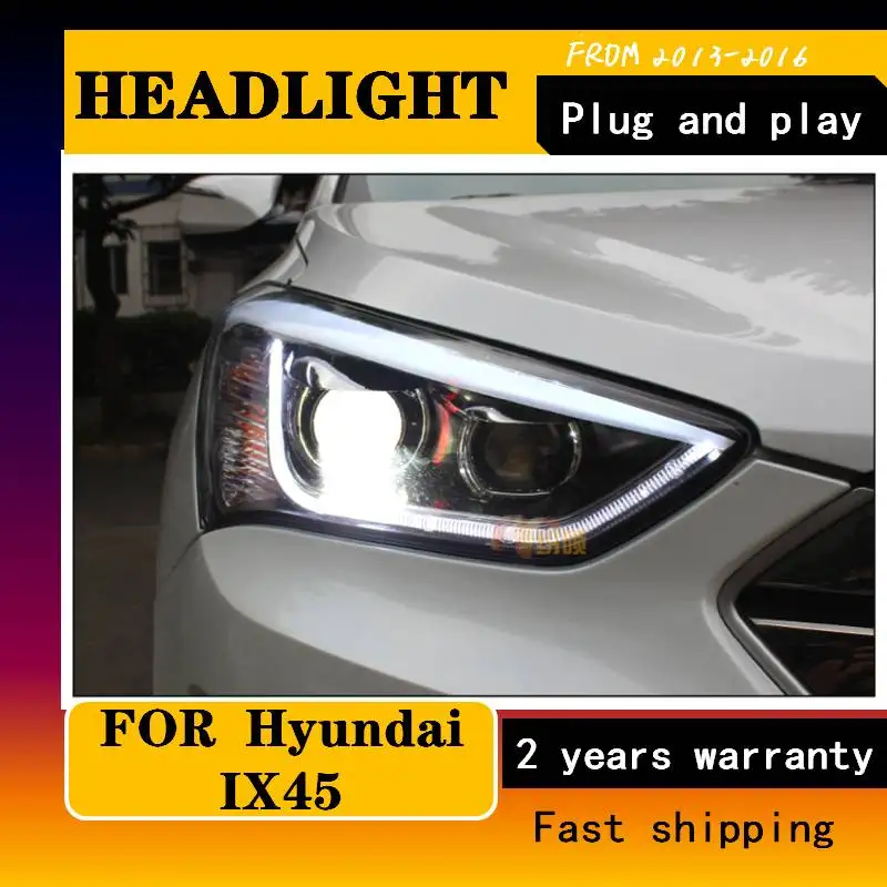 Car Styling For Hyundai IX45 LED Headlight New SantaFe Headlight DRL Lens Double Beam H7 HID Xenon Bi Xenon Lens Accessories