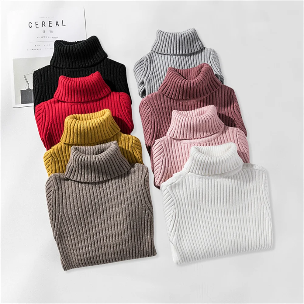 

Spring And Autumn Fashion Children's Girls Solid Color Sweater Casual All-match Candy Color Knitted Kids Bottoming Shirt TP19029