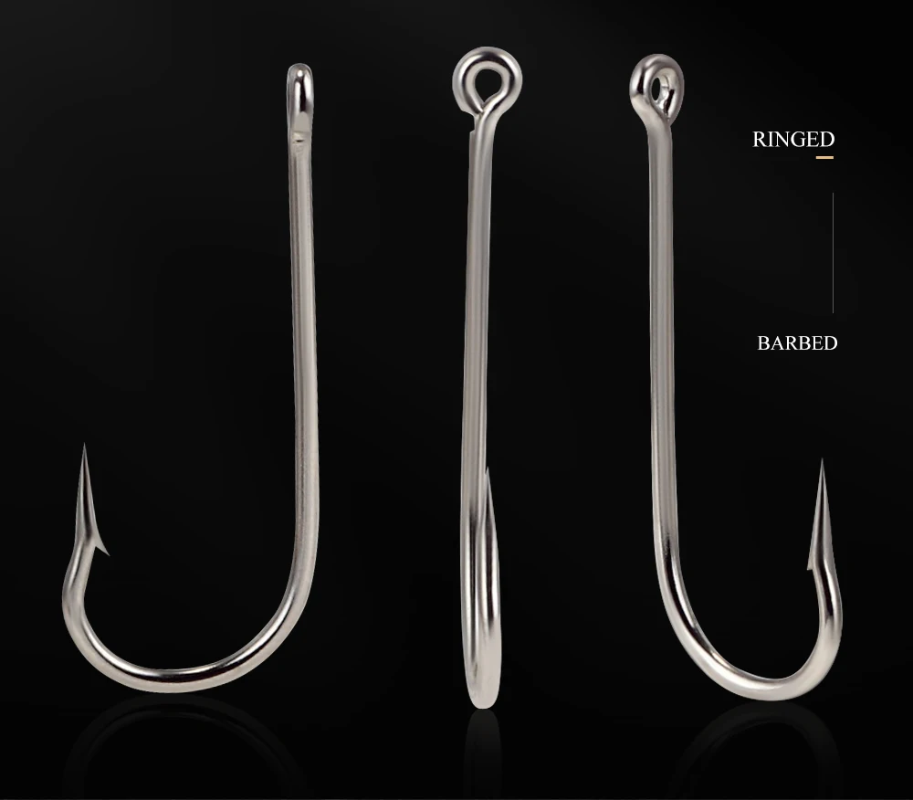 FTK Gebogener SEA Rundhaken 2335 Nickel mit Großem Ring 10 # -20 # 100 Stück/Box Haken aus Norwegen für Jigging-Karpfenangeln, Angelzubehör – Detail 2