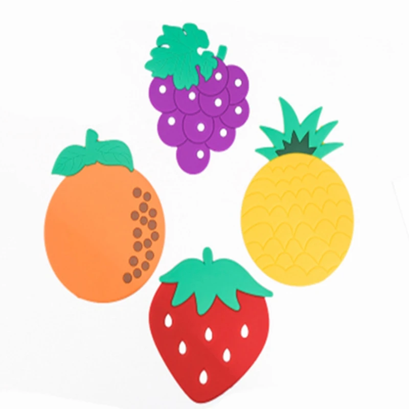 50pcs/lot Fruit coaster Silicone cup mat placemat stand hot coasters kitchen table mats Pad Slip Holder