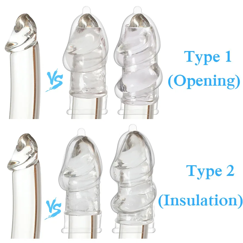 Transparent Male Glans Penis Sleeve Penis Extensions Delay Ejaculation Reusable Condoms Spray Massager Sex Toys for Men