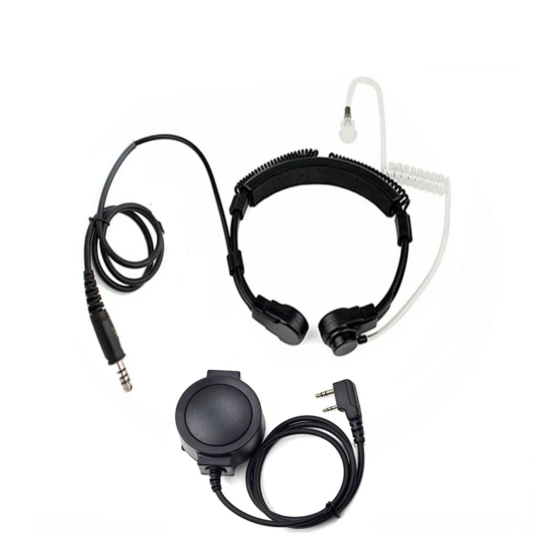 Tactical Throat Mic Earpiece Headset Microphone NATO Plug for Kenwood Baofeng 5R
