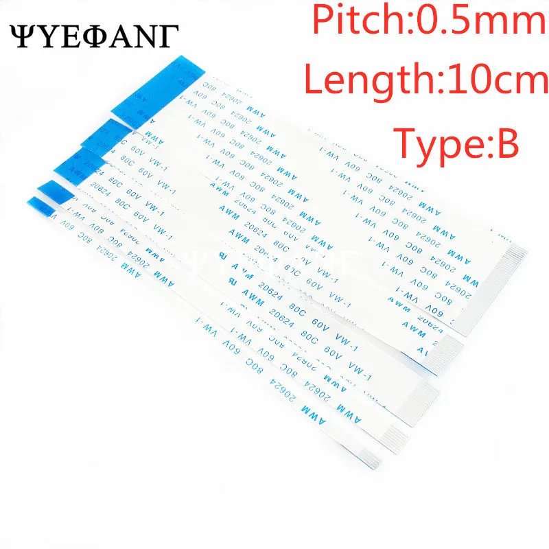 

5PCS B-Reverse Contact 0.5mm 10CM Flat flexible cable FFC FPC LCD cable 4 6 8 10 12 16 18 20 24 26 28 30 Pin