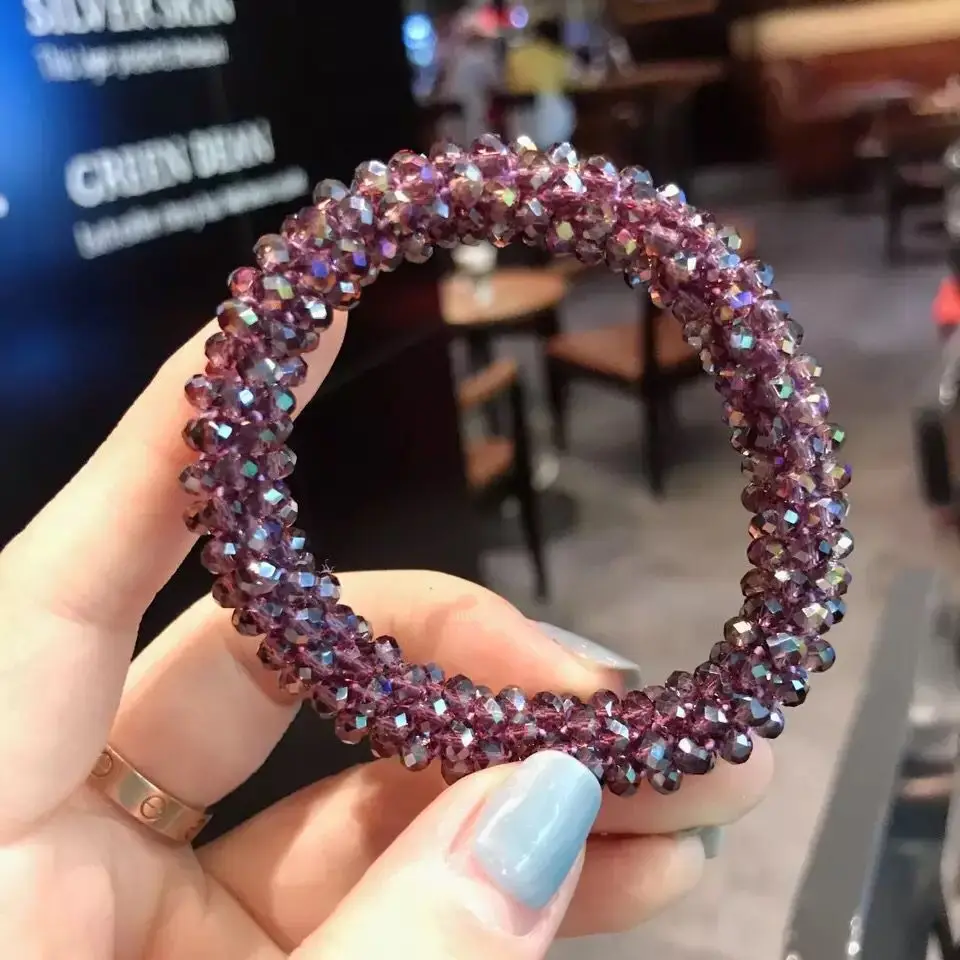 Girls Crystal Beads Hair Rope Beauty High Elastic Hair Bands For Women Hair Jewellery Handmade Pearl Scrunchy Hair Accessories