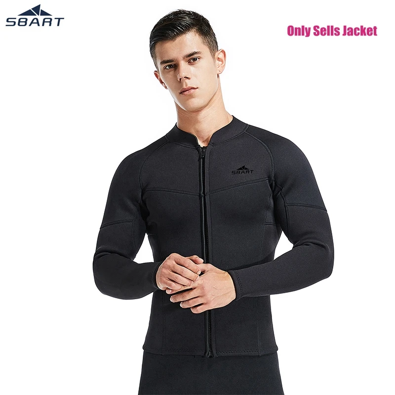 SBART 3MM Long Sleeve Neoprene Wetsuit Men Top Black Sunscreen UV Surfing Keep Warm Jacket For Diving Swimming Jumpsuit Shirt