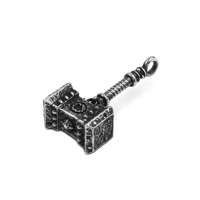 Classic Thor Hammer Pendant Stainless Steel Necklace Norse Viking Axe Biker Mens Jewelry SWP0522A