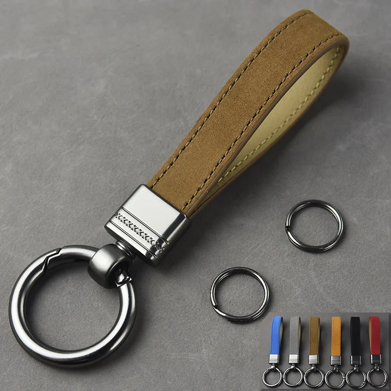 High-End Luxury Genuine Leather Keychain Women Men Black Buckle Car Key Ring Chain Holder Jewelry Gift Chaveiro