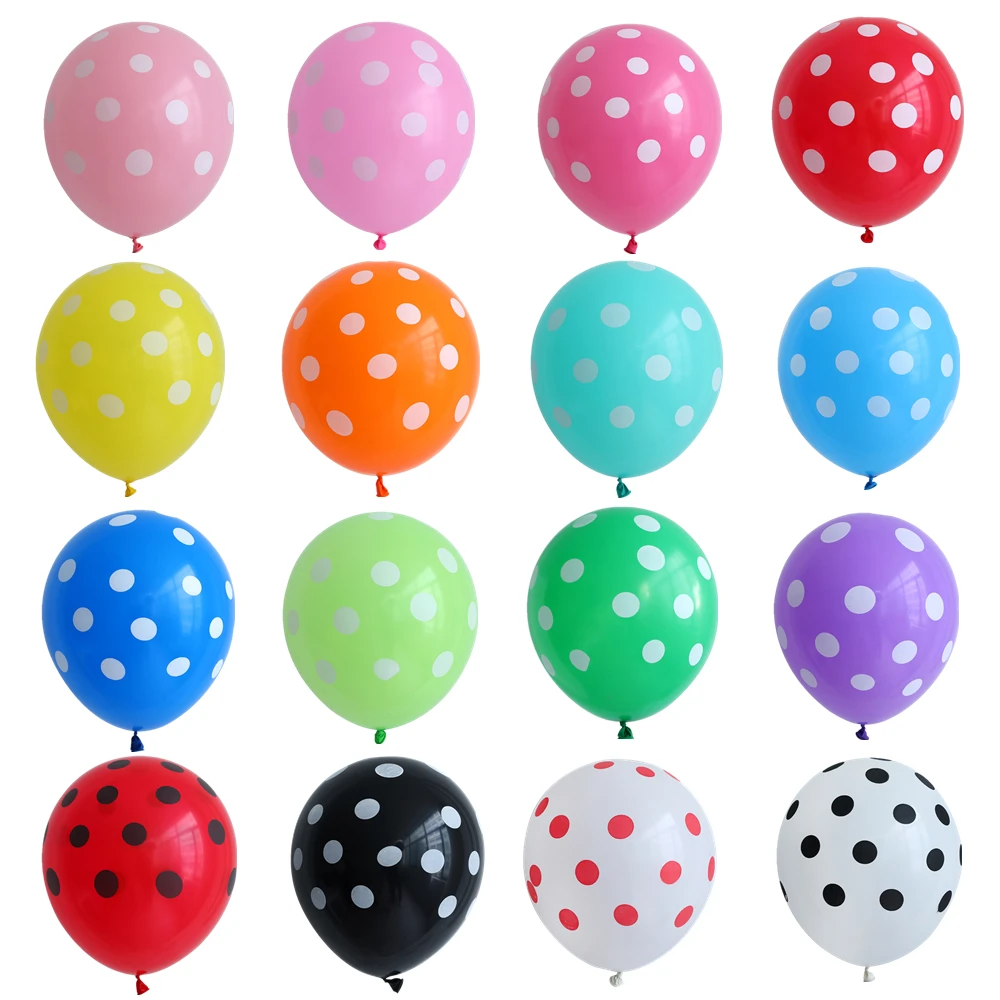 100pcs 12inch lady beetle Black Red White Spot Latex Polka Dot Latex Balloons Wedding cartoon birthday party globos helium Deco