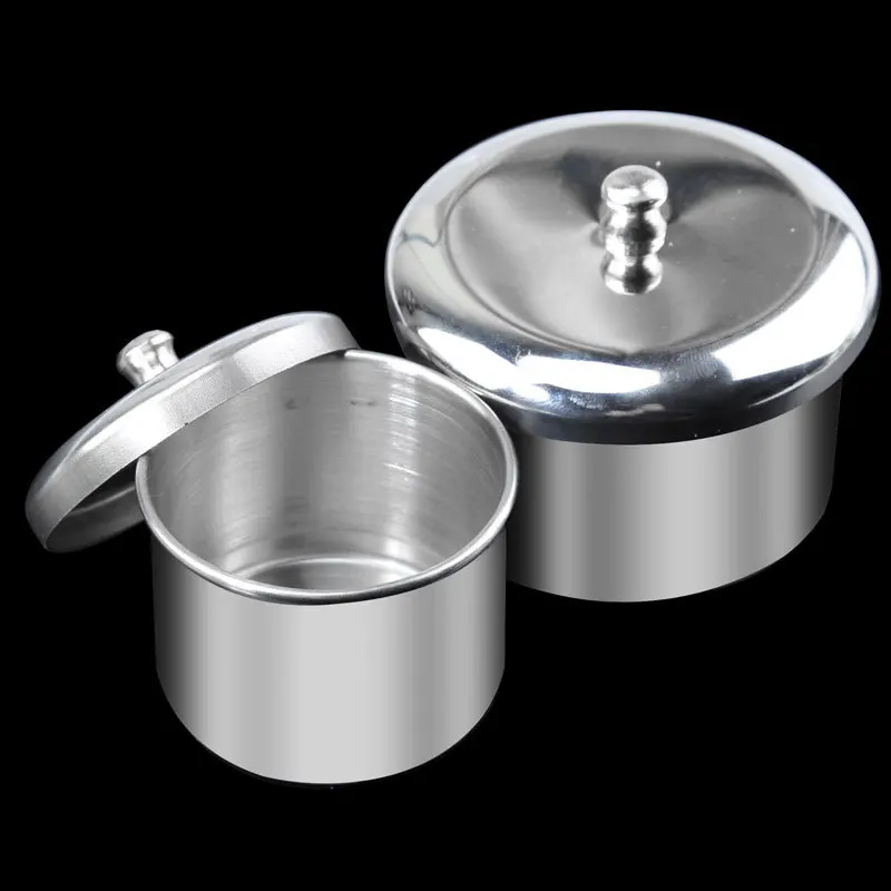3Pcs Stainless Steel Nail Art Tray, Liquid Container Set with Cups and Lids, Manicure Sterilizer Tools