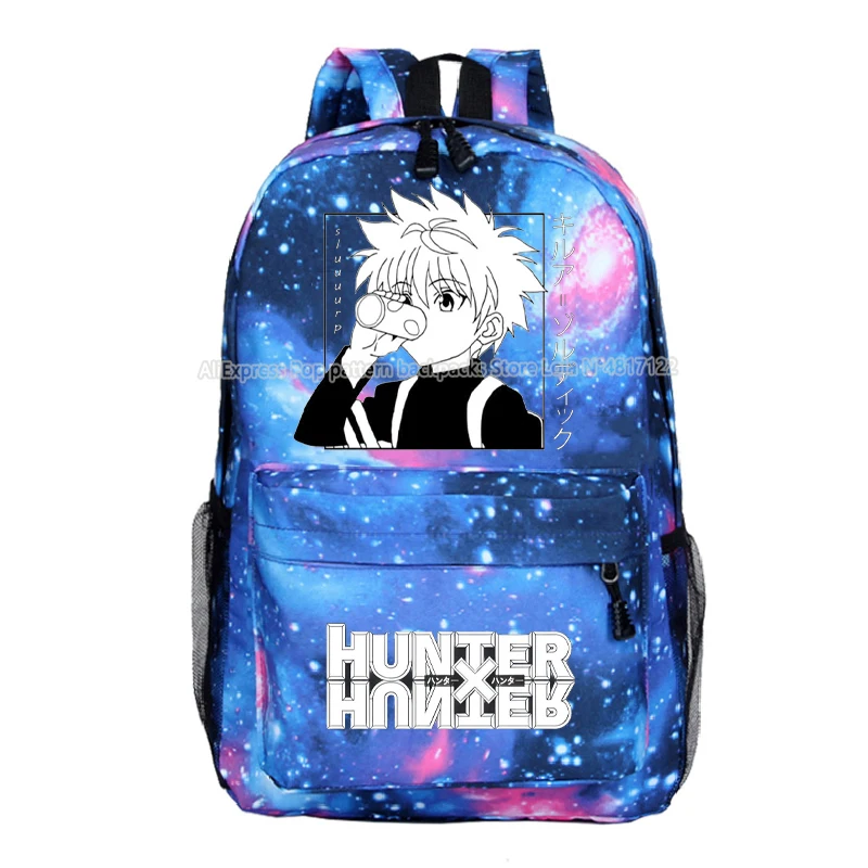 Hunter X Hunter-Mochila de lona informal para niños y niñas, morral escolar con estampado de dibujos animados de Anime para estudiantes