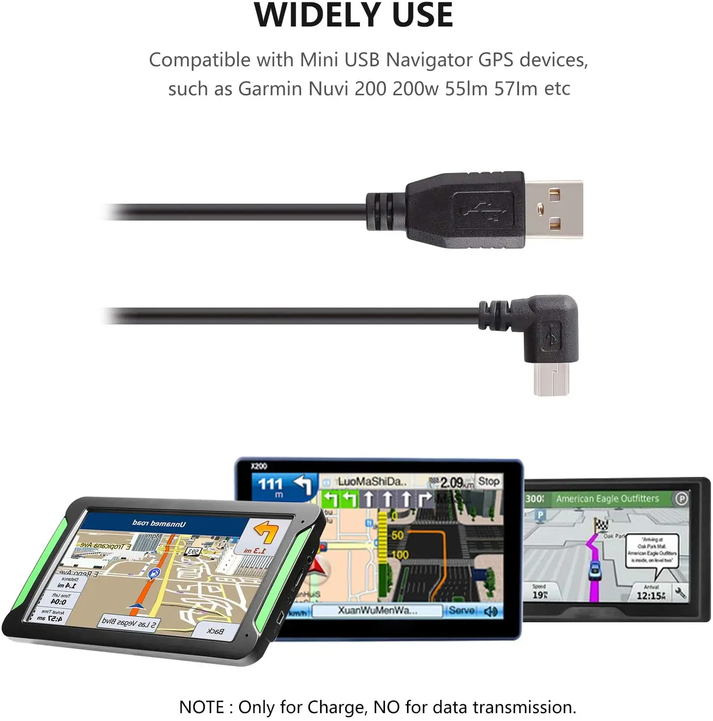 2,0 футов мини USB-кабель для зарядки USB A-штекер к мини-B автомобильное зарядное устройство адаптер Шнур для видеорегистратора GPS зеркало заднего вида