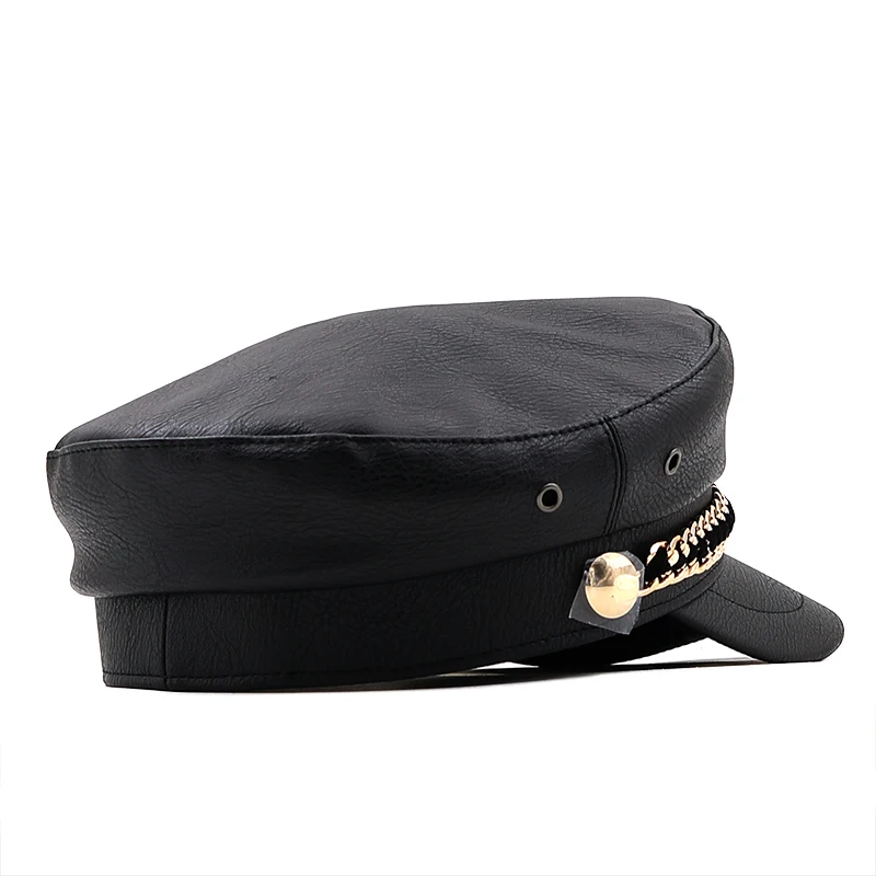 New Trend Winter Hats For Women French Style Pu Baker\'s Boy Hat New Cool Women Baseball Cap Black Visor Hat Gorras Casquette