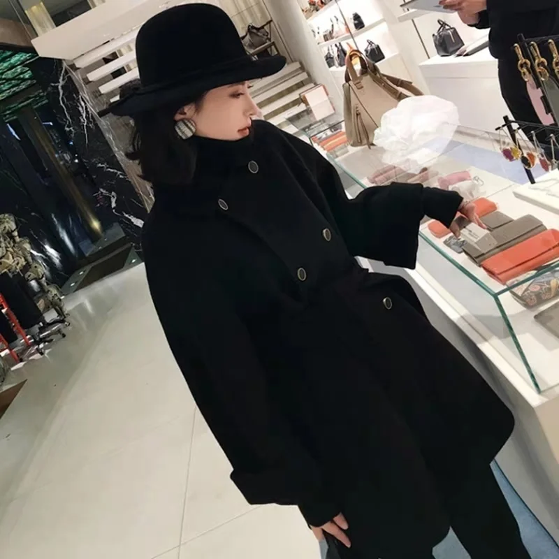 

Wool Coat Women Vintage Winter Coat Women Double Side Long Jacket Oversize Windbreaker Abrigos Mujer Invierno 2020 19020 YY1120