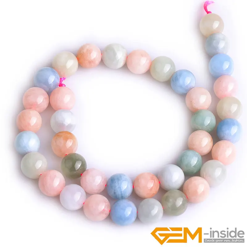 Natural Stone 6 8 10mm Morgan Morganite Stone Accessorries Loose Spacer Round Beads For Jewelry Making Strand 15\