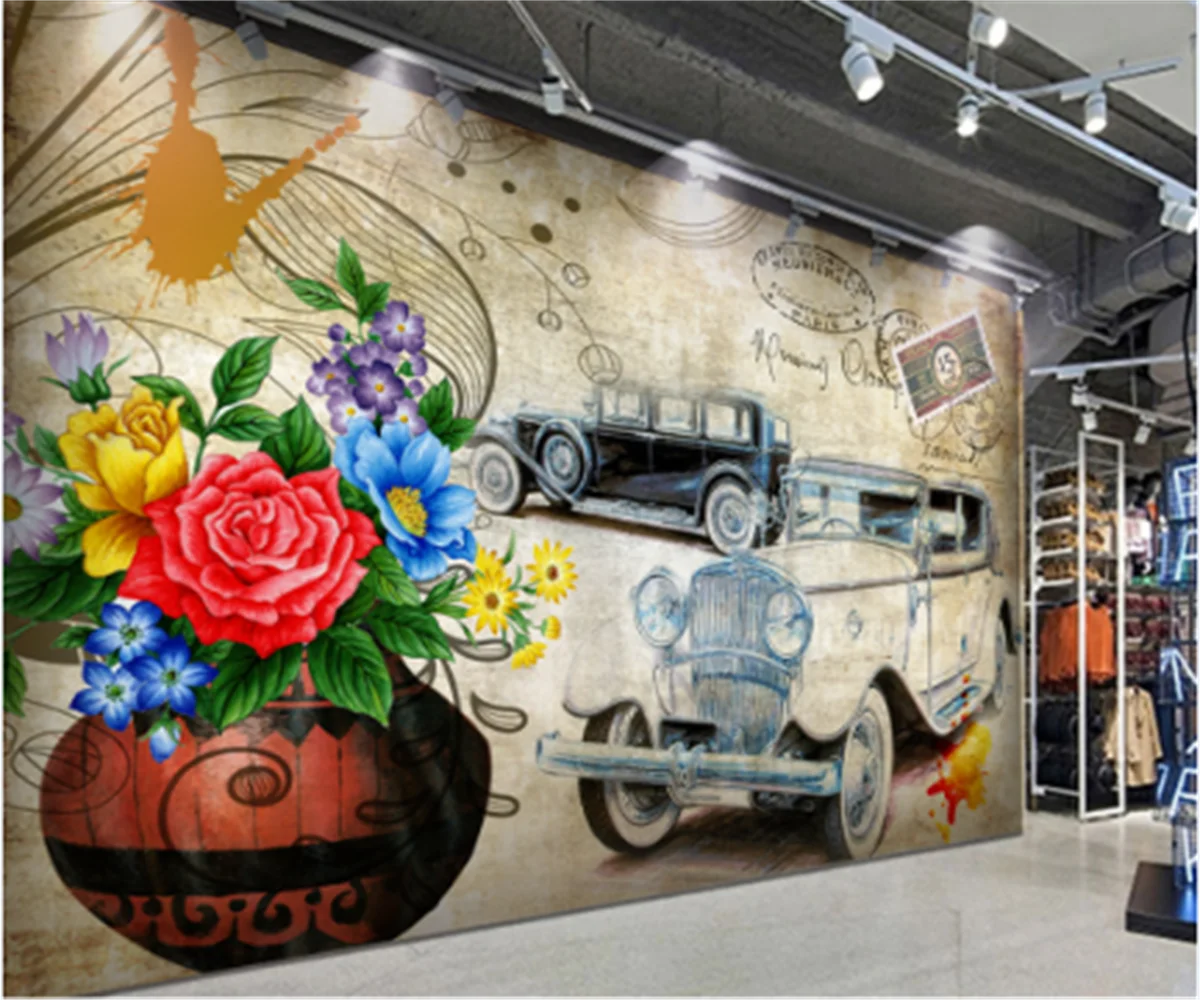 

Southeast Asia Nostalgic Flower Tooling 3D Background Wall Decoration Wallpaper Europe and America Oil Painting Photo Mural