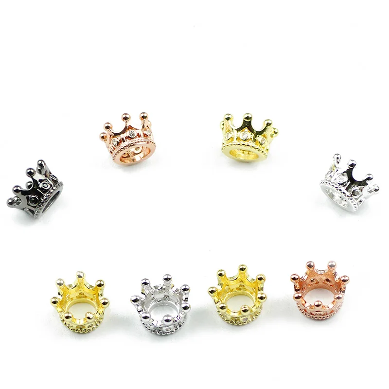 4pcs Imperial Crown Cap Copper Spacer 11*6mm Vintage Charms Rose Gold Color Loose Beads For Jewelry Bracelet Making DIY Findings