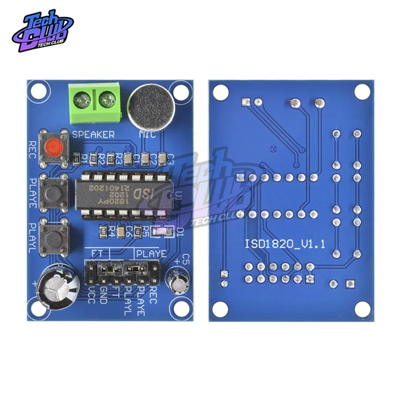 3 ~ 5V ISD1820 modulo di registrazione e riproduzione della scheda audio/vocale versione PCB blu modulo di registrazione del suono del microfono di bordo