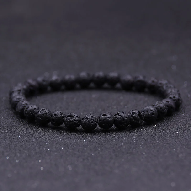 Minimalistische Mannen Armband Kralen 6Mm Vulkanische Rots Obsidiaan Picasso Stenen Braclet Cadeau Voor Hem Yoga Leven Energie Braslet Pulseras