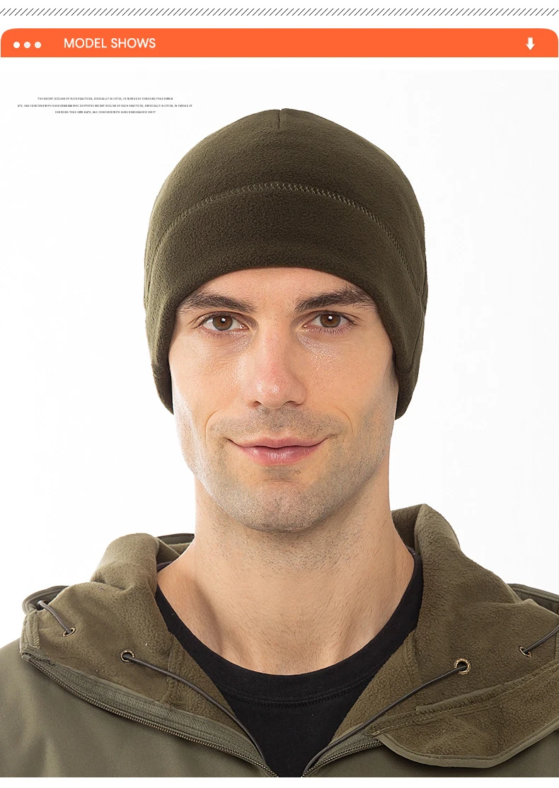Warme Mütze, Winter, weich, für Herren, Beanie, Ski, Radfahren, hautfreundlich, taktisch, antistatisch, Wandern, Thermo-Fleece, Laufen, winddichte Kappe – Detail 7
