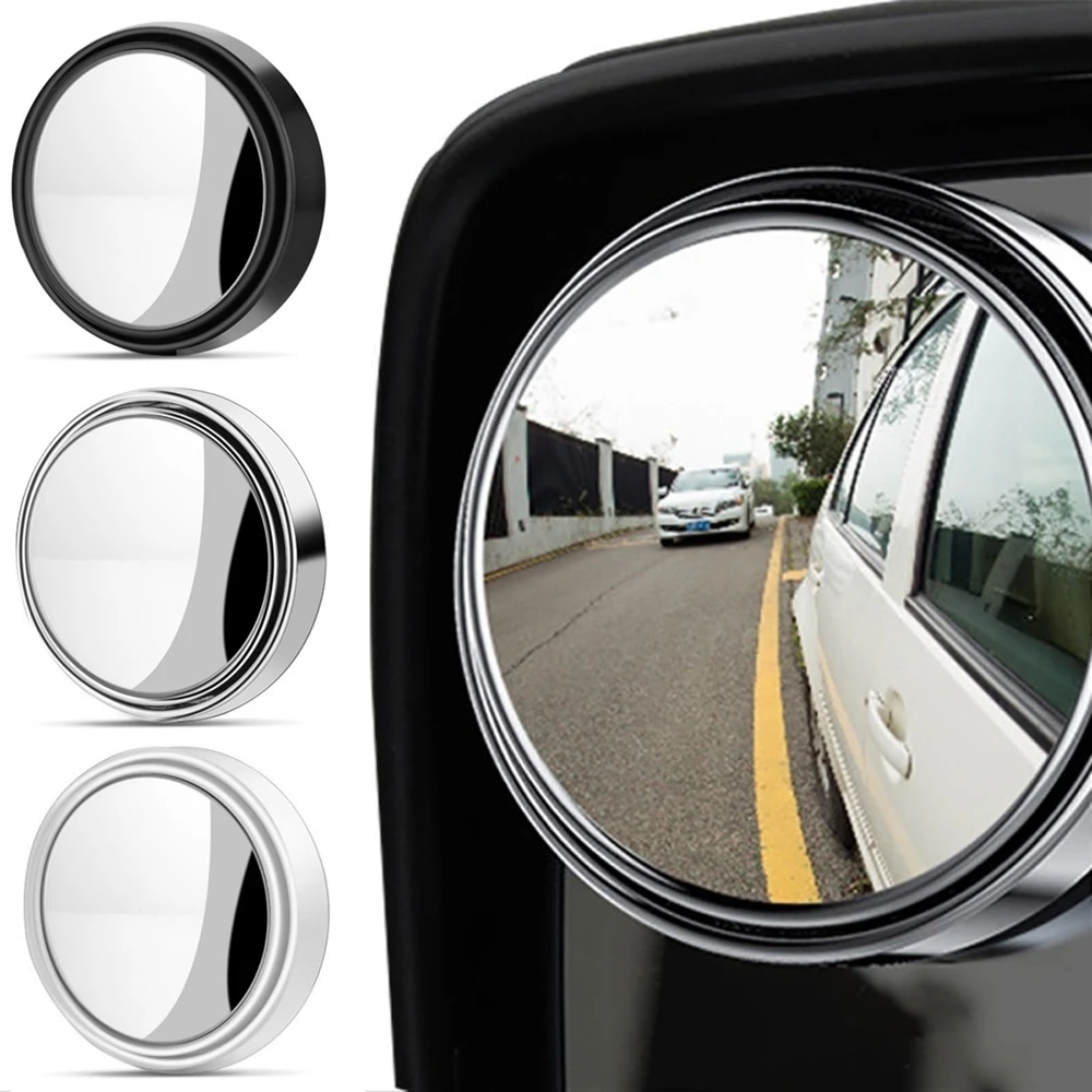 2Pcs HD Glass Car Blind Spot Mirror Auto Motorcycle 360° Adjustable Wide Angle Rearview Mirrors Extra Round DropShipping