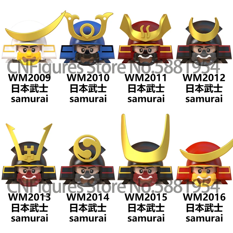 Single Sell WM6090 Japanese Samurai Ronin Warrior Anime Action Figure Helmet Armor Fitting Building Block Toys For Children