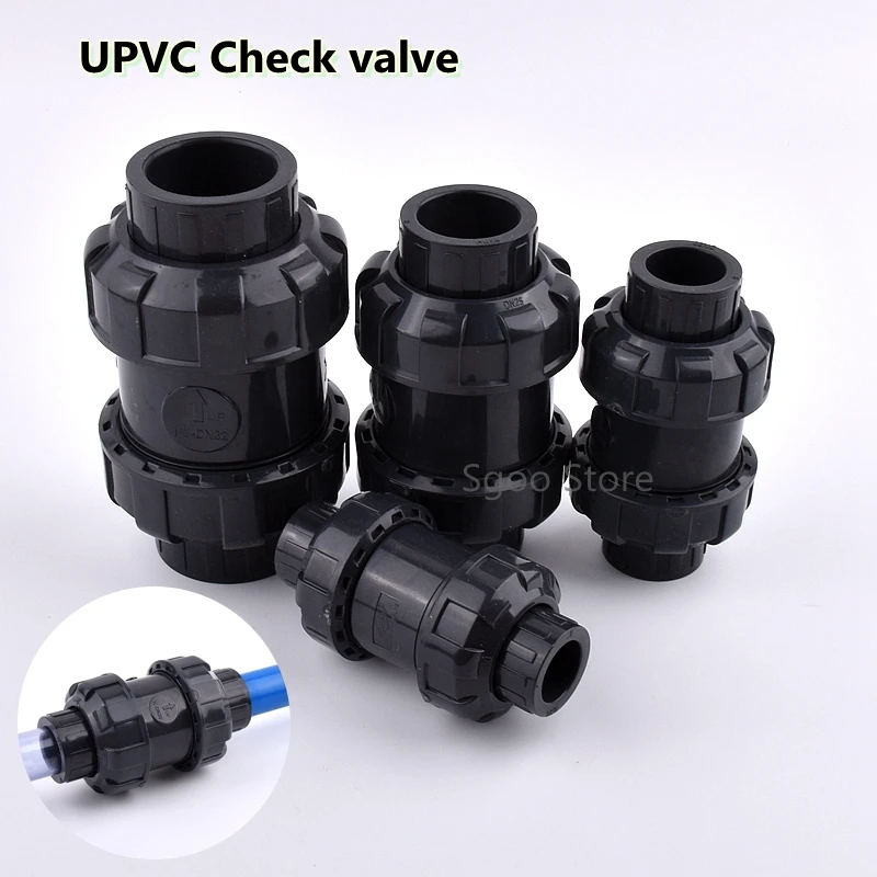 1pc I.D 20~63mm UPVC Union Ball Check Valve Fish Tank Aquarium  PVC Valve Garden Irrigation Accessories Plastic Check Valve