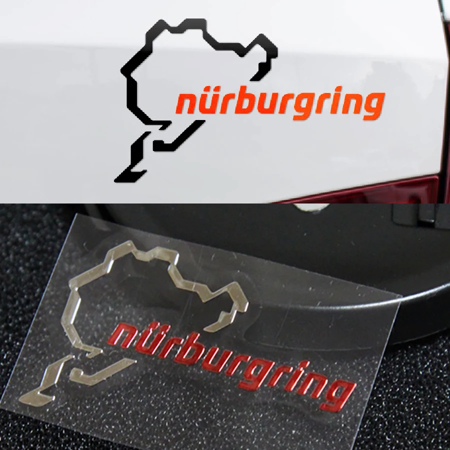 2x Car Sticker 3D 5X3cm Polished Chrome Racing Road Racing Nurburgring Funny Motor Stickers Decals Vinyl Sticker Emblem Styling