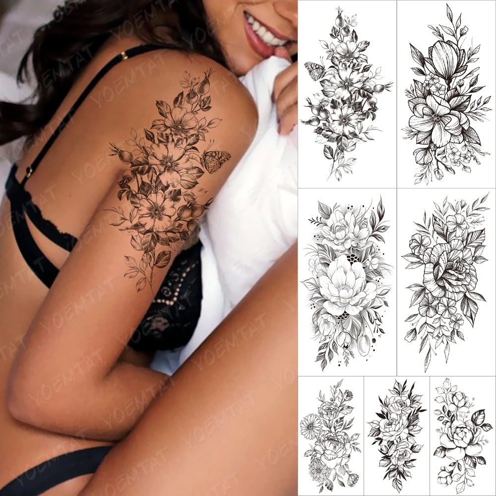 

Sexy Waterproof Temporary Sleeve Arm Tatooo Stickers Butterfly Orchid Fruit Bee Jasmine Tattoo Body Art Fake Tatoo Male Women