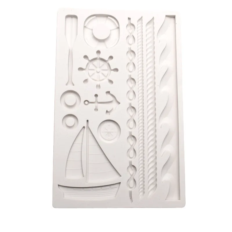 Sea Boat Silicone Cake Mold Sailing Ship Anchor Cake Decoration Chocolate Gumpaste Mold Fondant Cake Decorating Tools