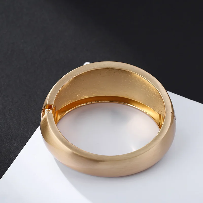 Wide Frosted Bangles Minimalist Gold Color Bracelets For Women Accessories Fashion Jewellery 2024