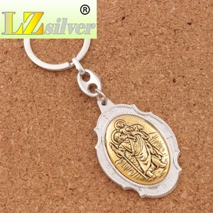 Saint Christopher Medal Keychain, Auto Car Protection Key Ring, santo padroeiro dos viajantes e motoristas, 2 polegadas grandes, K1741, 1pc 8 principais vendas chaveiro de são cristovão - №1