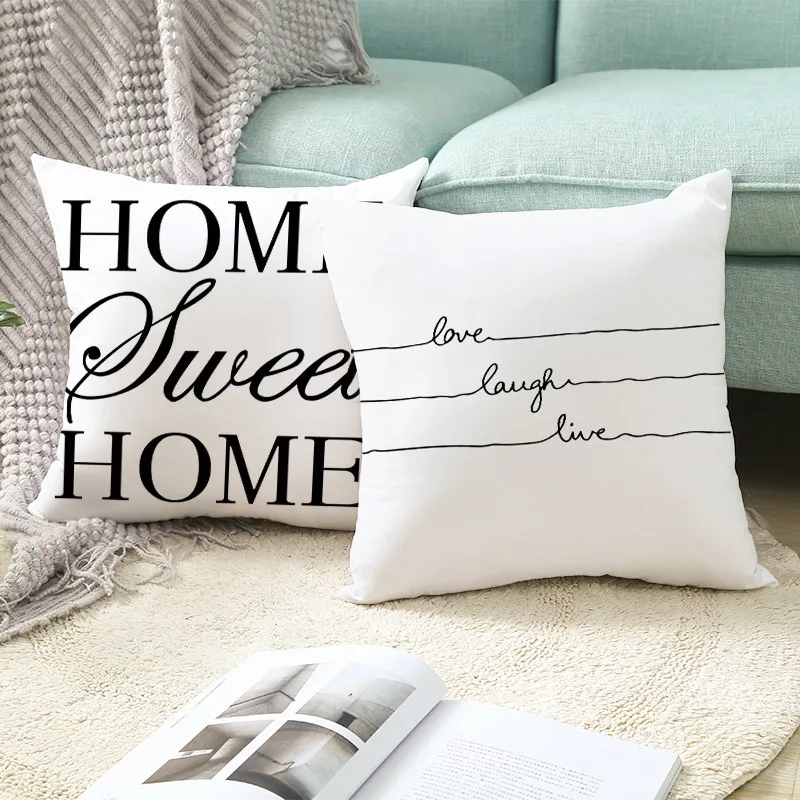 Letters Geometric Pillow Case Black White Alphabet Letter Throw Pillow Cover 45*45cm Decorative Pillowcases funda de almohada