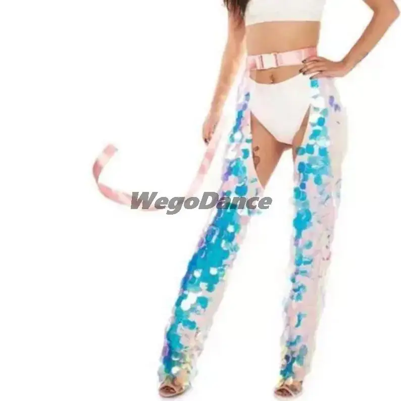 New Women Sequin Chaps Long Pant