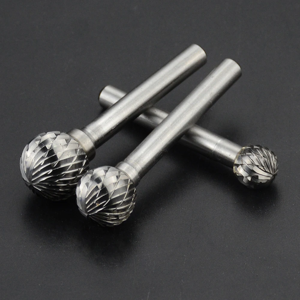 1pc 6-16mm Round  double cut Ball Shape Rotary File Carbide Burr Bit Carving Polisher Tungsten Carbide Routing Cutter Ball Shape