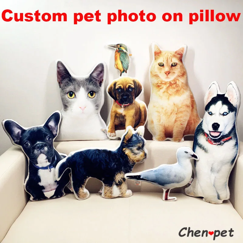 Customize Your Pet Photo on Pillow Cute Animal Pillow Plush Pillow DIY Stuffed Animal Pillow Sofa Car Decor Cat Dog Pillow