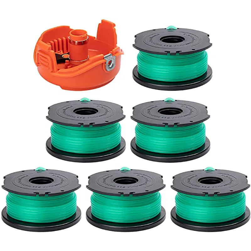 9pcs Nylon Spools Line Kit Spool Cover Cap For Black + Decker Strimmer Line Mowing Wire Spools Garden Grass Weed Cutting Accossy